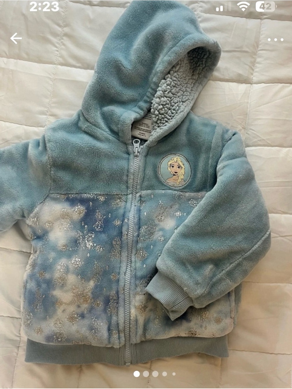 Girls Disney Frozen Fleece Hooded Jacket size small